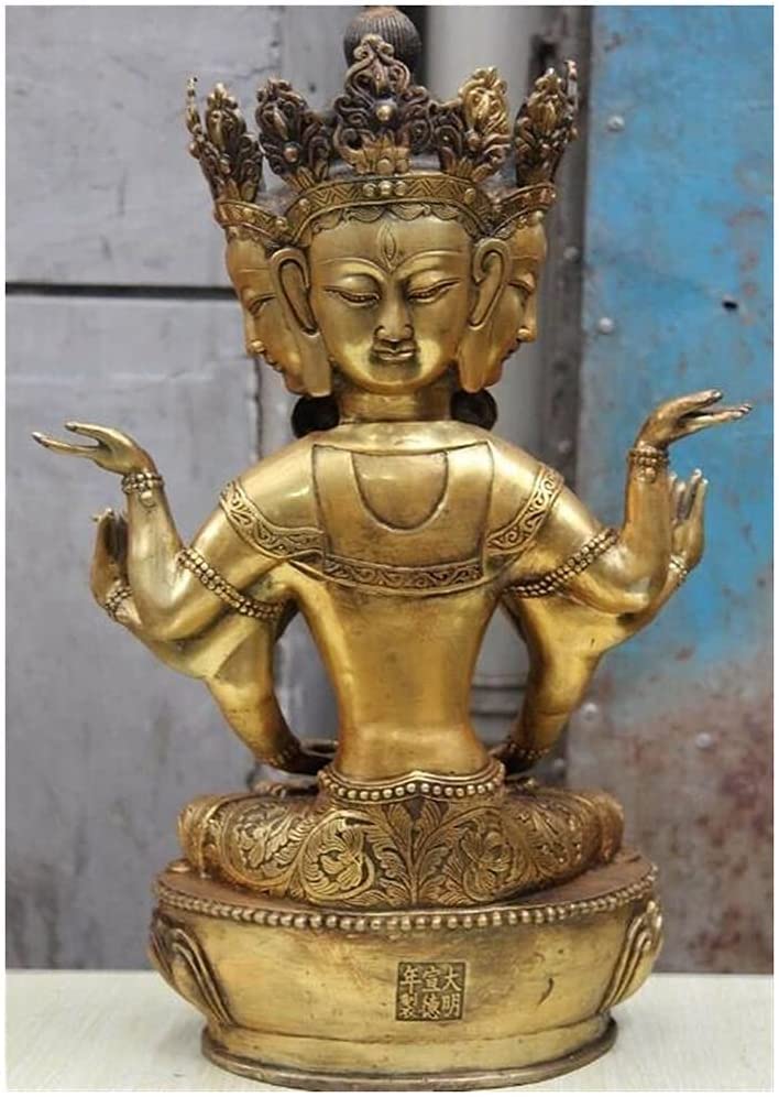 【美品】仏教美術　観音　仏像　銅製　置物　インテリア　工芸品　美術品　A1228 Amazon｜仏像、8本の腕と4つの側面を持つ青銅製の観音仏、オフィスの